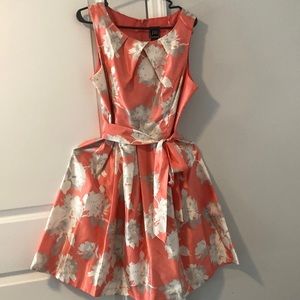 Peach and crème floral pattern dress